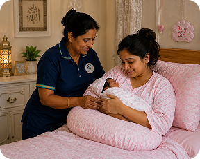 Mother care specialist supporting a new mother